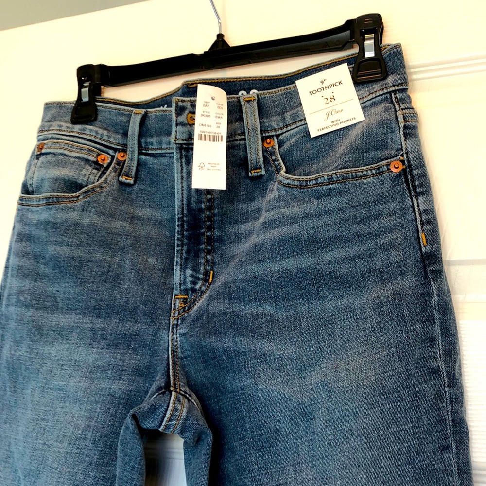JCrew 9” toothpick jeans in size 28